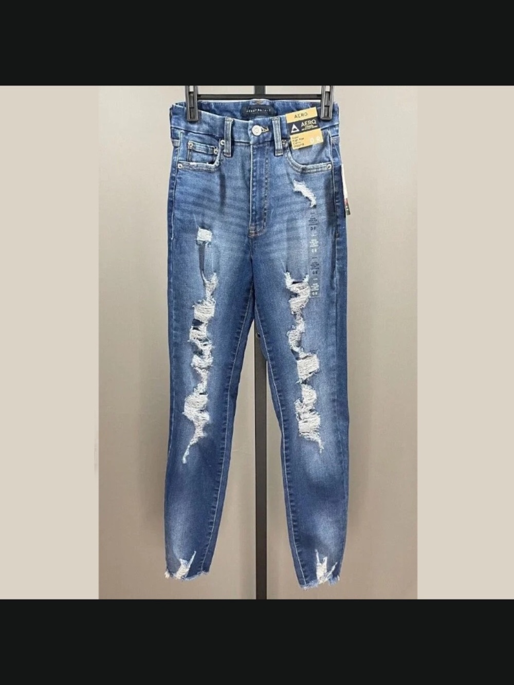 NEW Aeropostale Jeans Womens 0 blue denim skinny distressed preppy casual